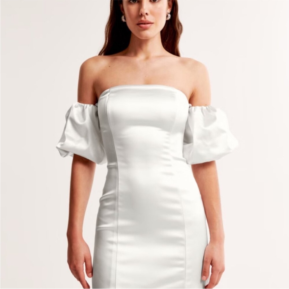Abercrombie Off-Shoulder Puff Sleeve White Dress